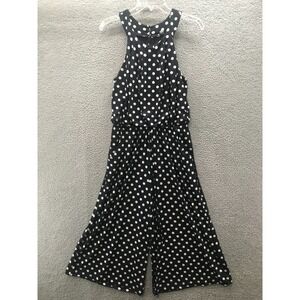 Women's Sleeveless Wide Leg Capri Jumper Navy / White Dots Size M